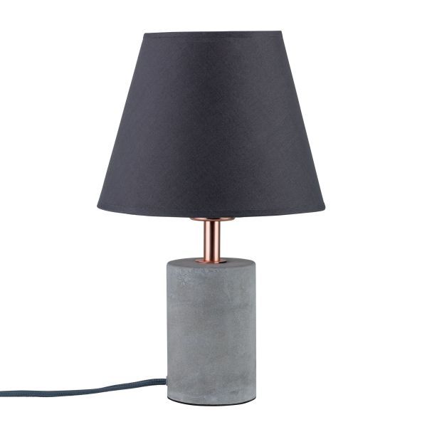 betonowa lampa stołowa czarny abażur