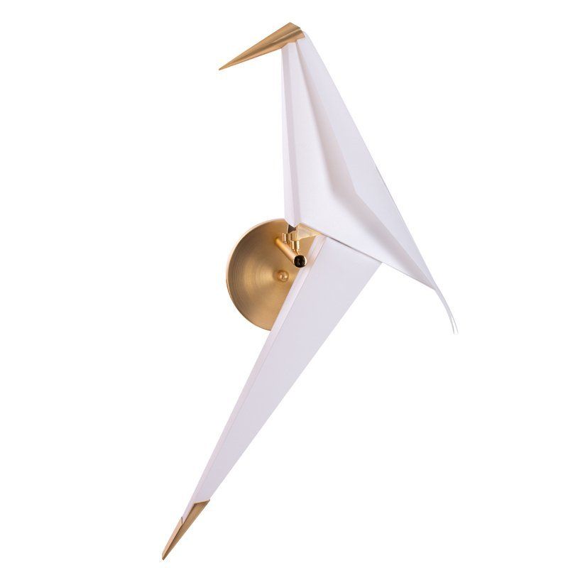biało-złoty kinkiet led ptak origami