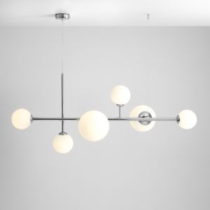 Nowoczesna lampa wisząca Dione 6 - chrom, szklane klosze