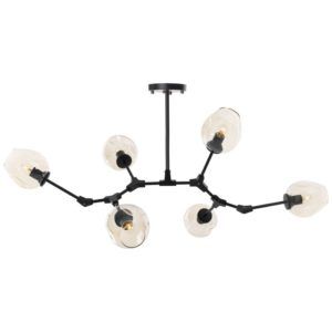 Elegancka czarna lampa Modern Orchid - 6 żarówek - szklane klosze