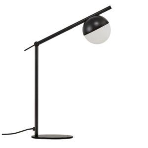 Czarna lampa biurkowa Contina - szklana nowoczesna kula