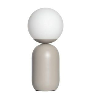 Lampa stołowa Notti szara - nowoczesna, mleczny klosz