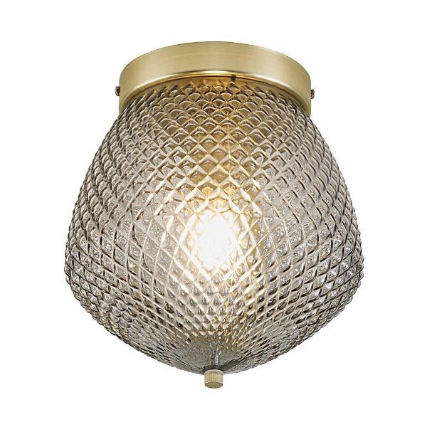 Szklana lampa sufitowa Orbiform - złota podstawa
