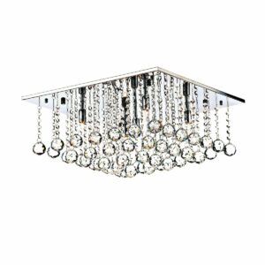 Duża lampa sufitowa Abacus - srebrna, kryształki glamour