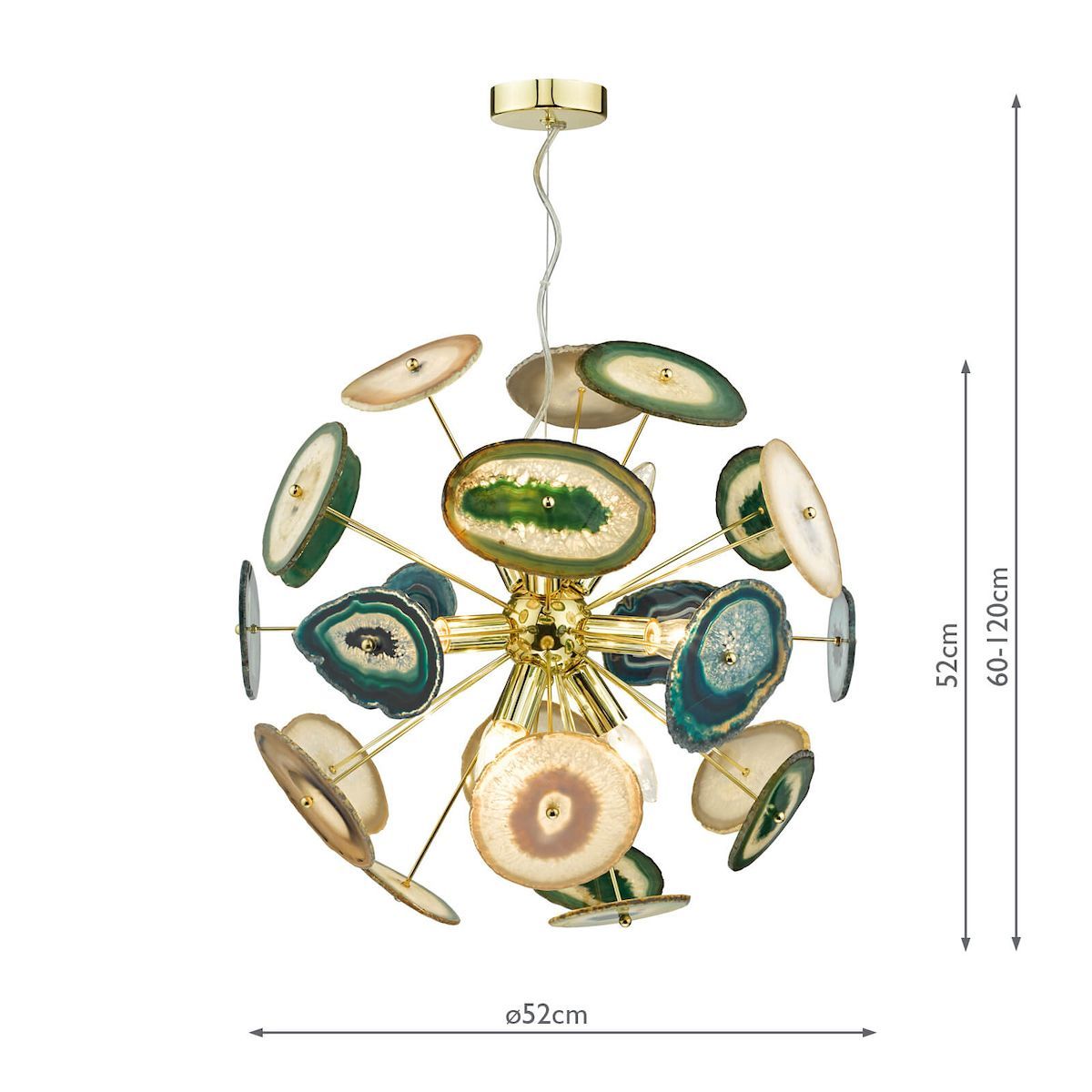 Złoty elegancki żyrandol Achates - 9 żarówek - agat - 1