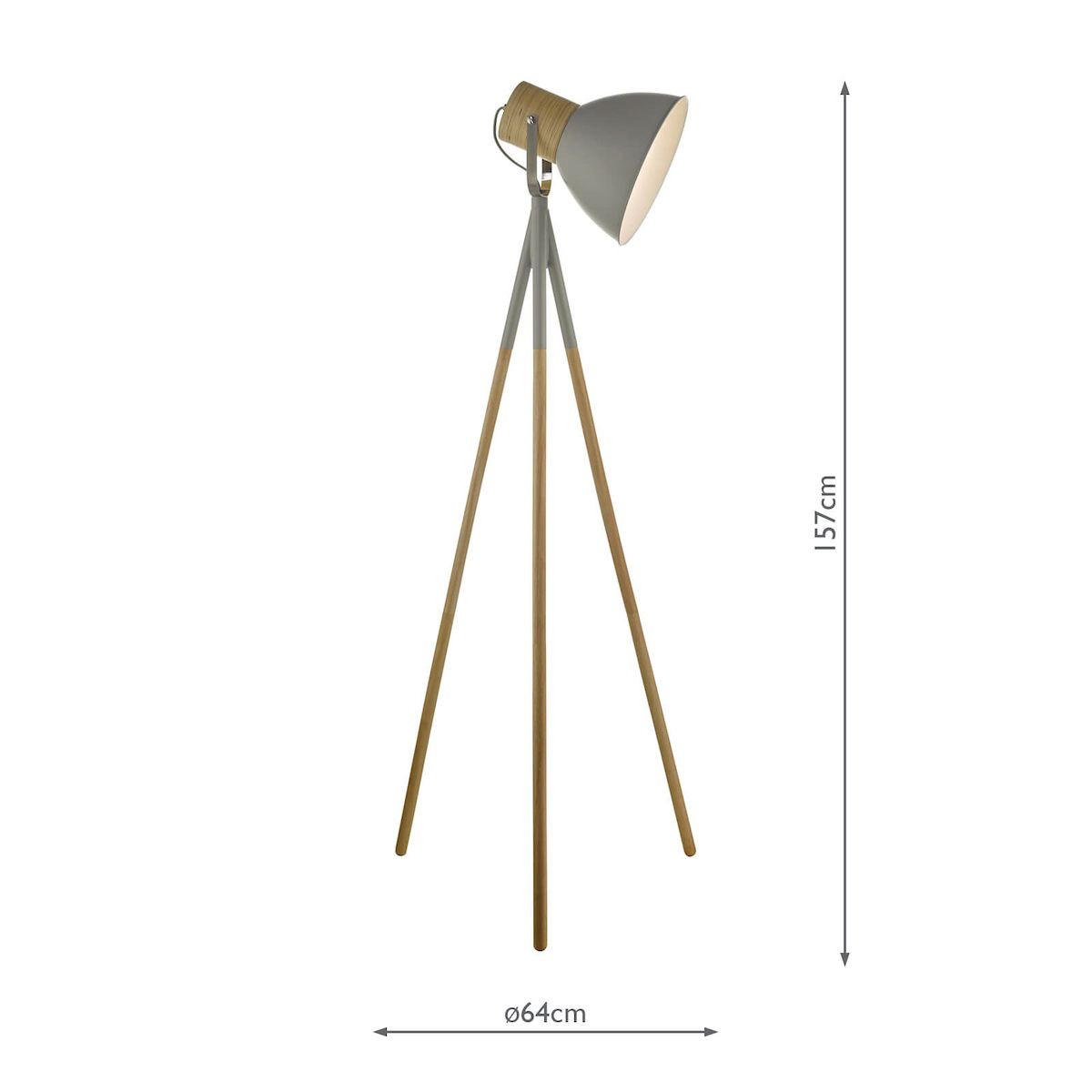 Lampa podłogowa w stylu skandynawskim Adna - drewniany trójnóg - 1