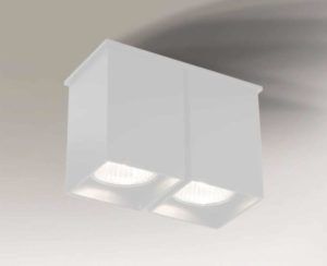 Podwójna lampa sufitowa kwadratowa Toda - biała