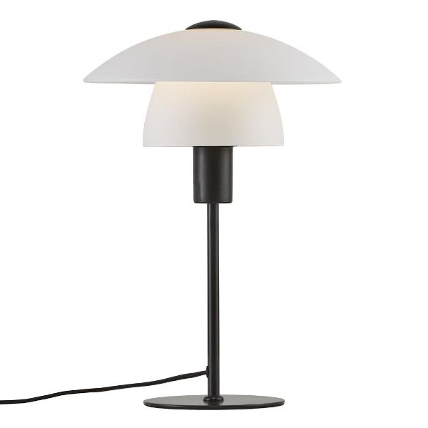 Elegancka lampa stołowa Verona - szklany klosz, czarna podstawa