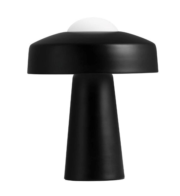 designerska lampa stołowa czarna