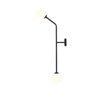 Minimalistyczny kinkiet/lampa sufitowa Pure vertical - 2 szklane klosze, czarny