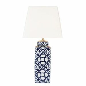 Lampa stołowa Mystic - geometryczny niebieski wzór