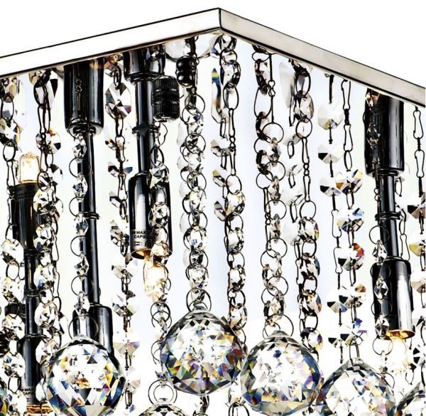 srebrna lampa sufitowa kryształy