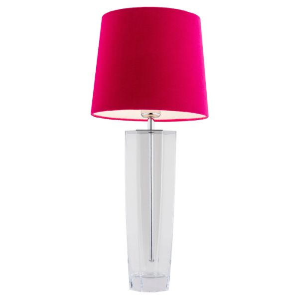 szklana lampa stołowa z różowym welurowym abażurem 3912