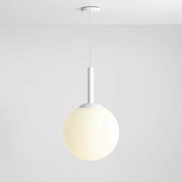 Szklana duża lampa wisząca kula Bosso L - biała
