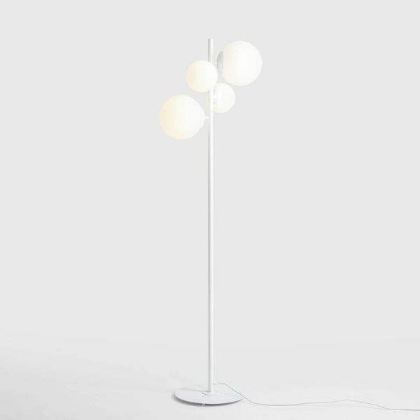 Lampa podłogowa Bloom - szklane klosze, biała