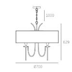 Lampa wisząca Las Vegas - biały abażur, srebrna - 1