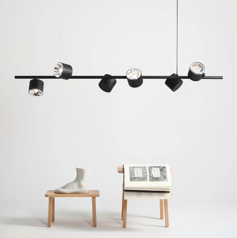 Czarna lampa wisząca nad stół Bot - 6 regulowanych punktów