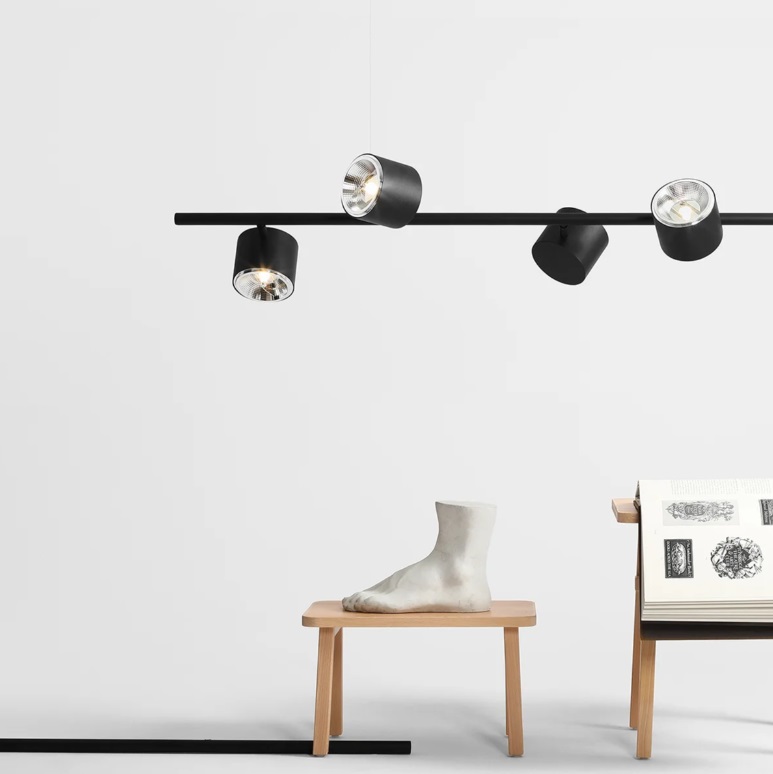Czarna lampa wisząca nad wyspę Bot - 6 regulowanych punktów