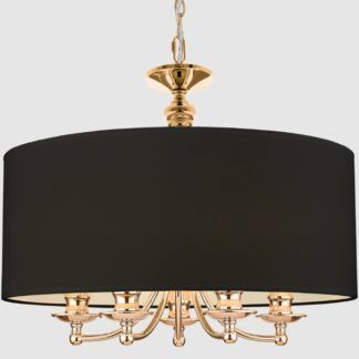 Złota lampa wisząca Abu Dhabi - czarny abażur