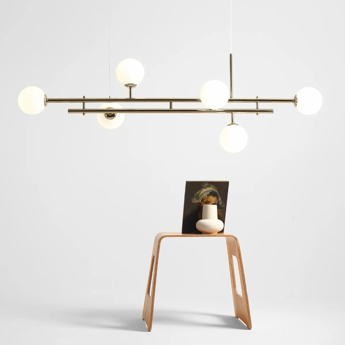 Złota lampa wisząca nad stół Harmony 6 - pozioma