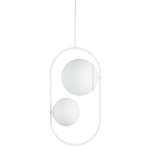biała lampa wisząca ze szklanymi kulami