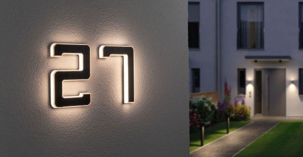 podświetlany numer domu oświetlenie elewacyjne