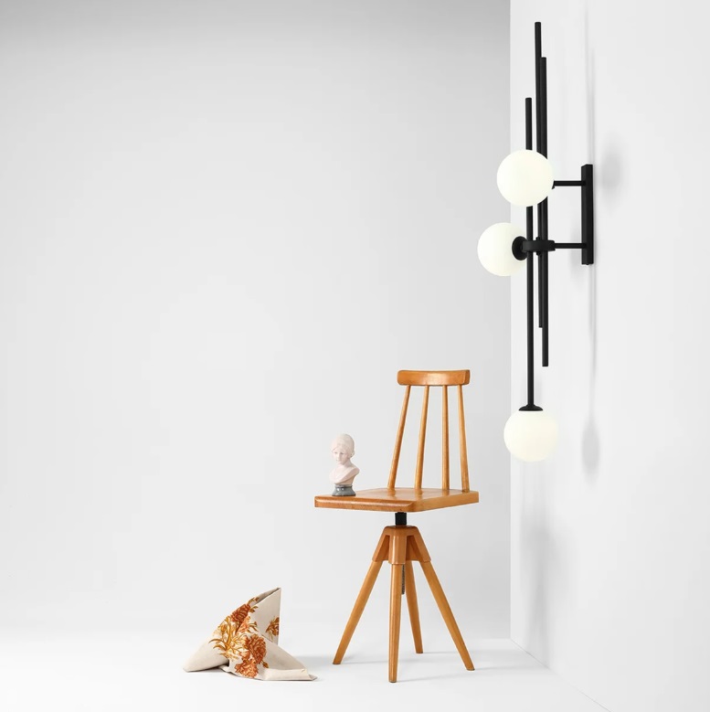 Czarny kinkiet - designerski plafon Harmony 3 - szklane kule