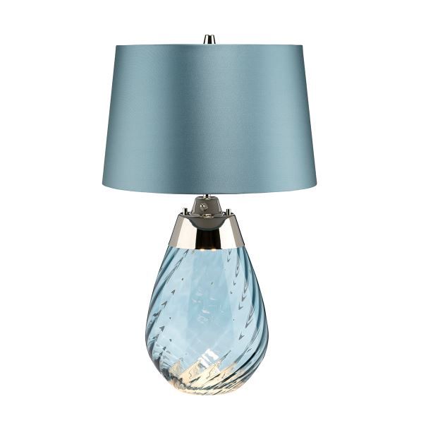 Szklana lampa stołowa Lena - niebieska, mała, Dual-Lit