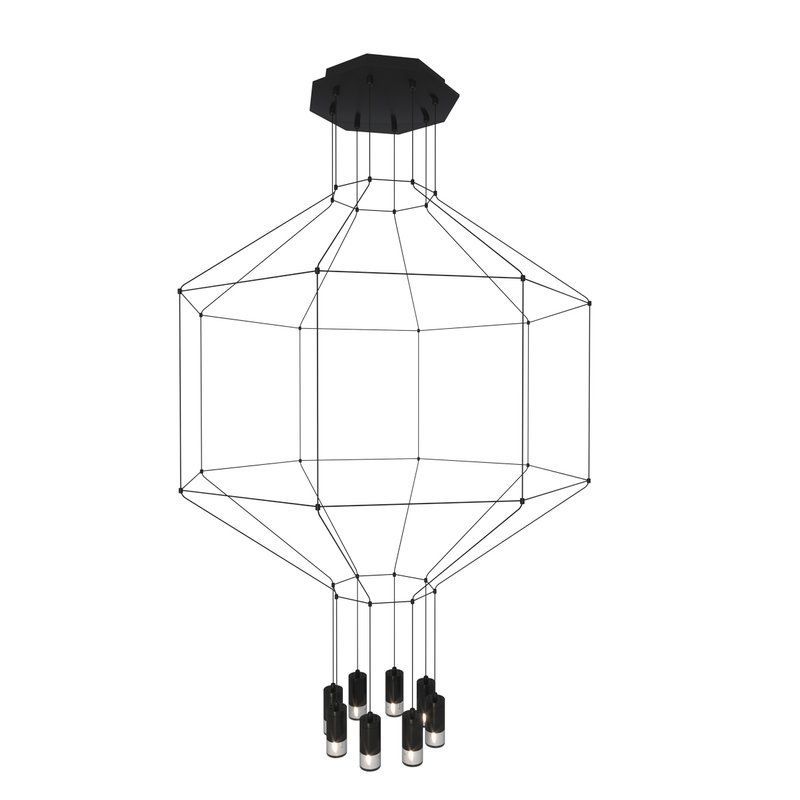 Minimalistyczna lampa wisząca Linea - czarna - 8 żarówek