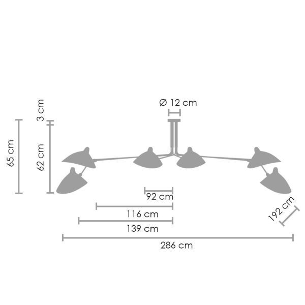 Czarny żyrandol Crane - 6 żarówek, regulowane klosze - 1
