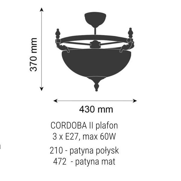 Klasyczna lampa sufitowa Cordoba II - mleczny klosz - 1