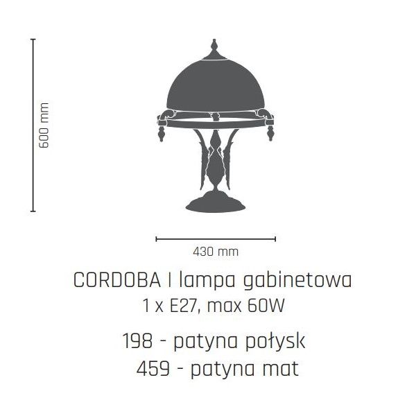 Luksusowa lampa biurkowa Cordoba I - patyna w połysku - 1