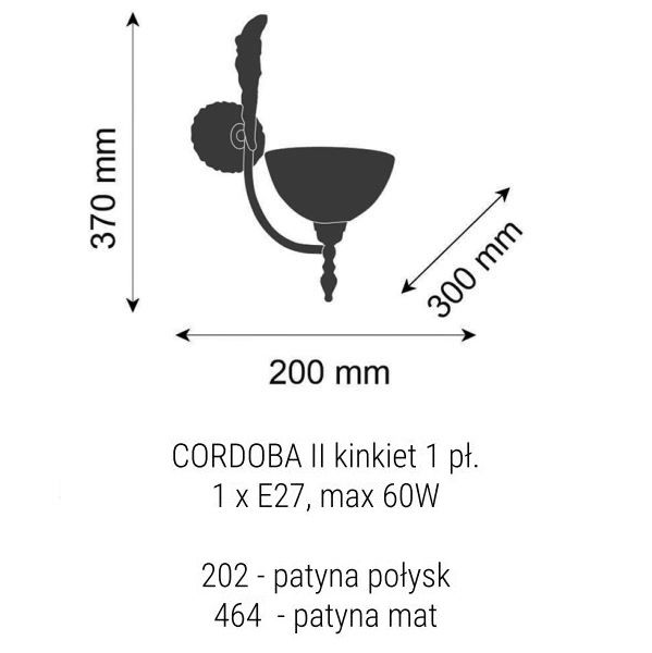 Kinkiet Cordoba II - prążkowane szkło, patyna połysk - 1