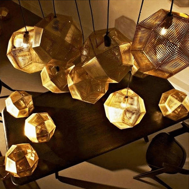 industrialne lampy wiszące złote