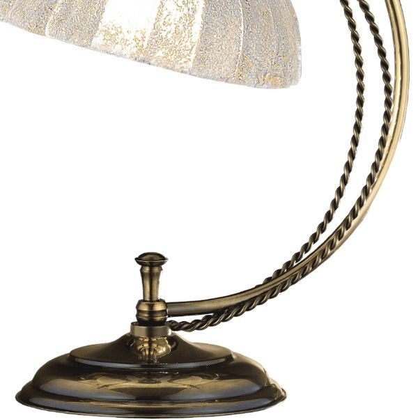 lampa biurkowa ze szklanym kloszem patyna