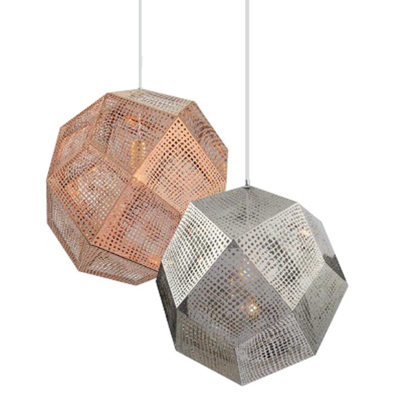 metaliczna industrialna lampa wisząca geometryczna forma