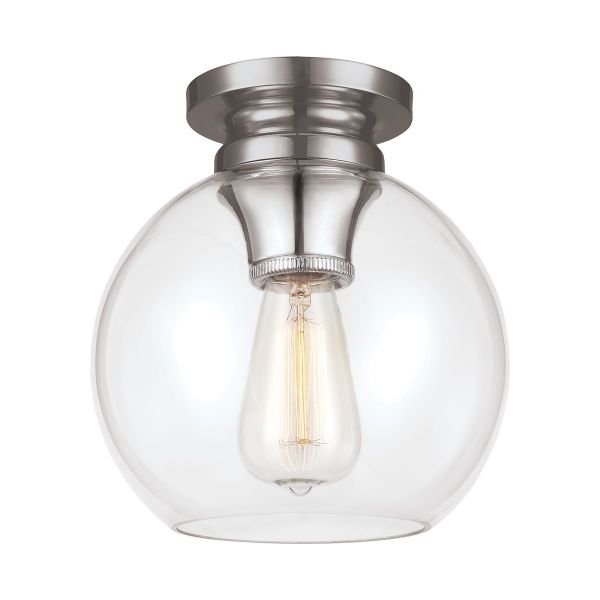 Srebrna lampa sufitowa Tabby - szklany klosz, klasyczna