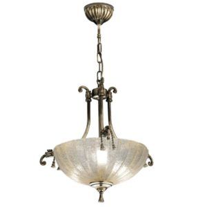 Klasyczna lampa wisząca Granada - patyna, szklany klosz