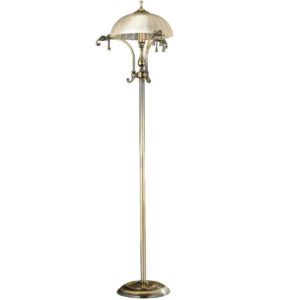 Klasyczna lampa podłogowa Granada - szklany klosz, patyna