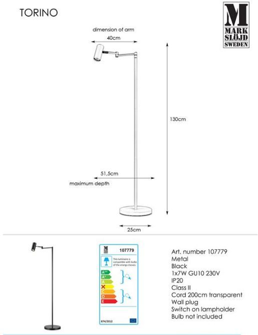 Industrialna lampa podłogowa Torino - regulacja klosza - 1