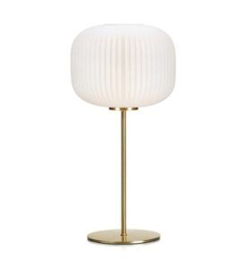 Elegancka lampa stołowa Sober - złota, szklany klosz
