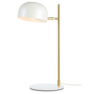 Biała lampa stołowa Pose - złote ramię, regulowana