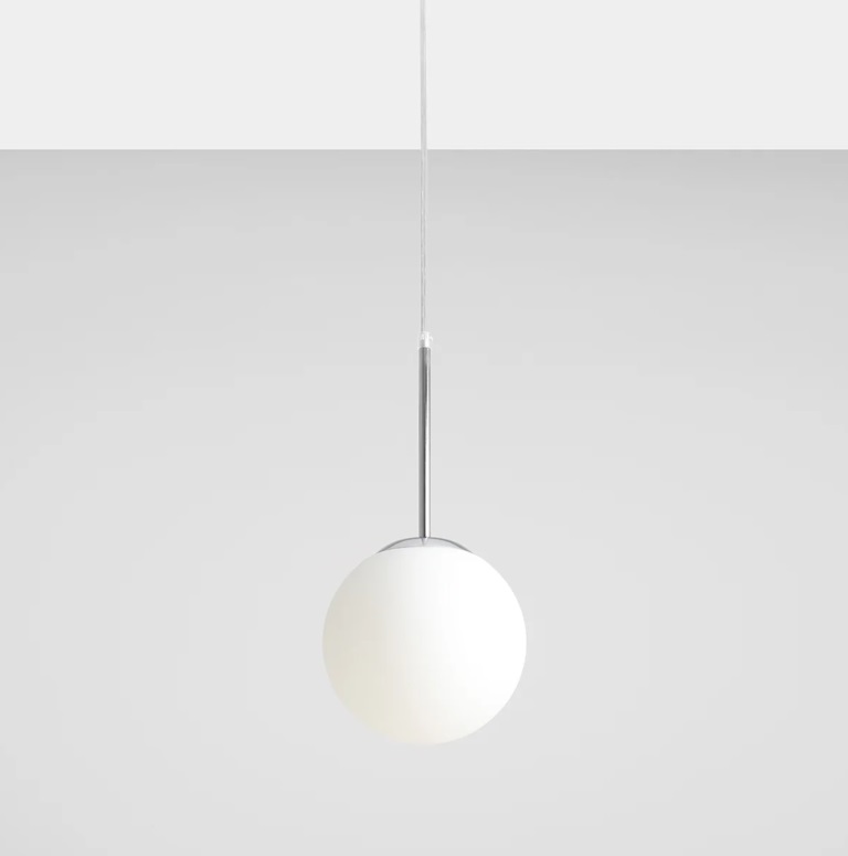 Lampa wisząca chrom Bosso S 20cm - szklany klosz