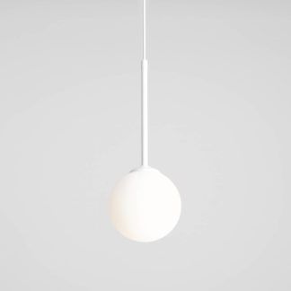 Mała lampa wisząca Bosso XXS - biała oprawa, szklany klosz
