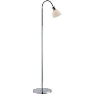 Elegancka lampa podłogowa Ray - Nordlux, srebrna, szklany klosz