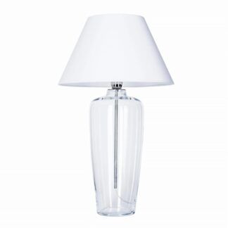 Wysoka lampa stołowa Bilbao - szklana, biały abażur