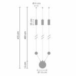 Designerski kinkiet Linea 3 - czarny, długie przewody - 1