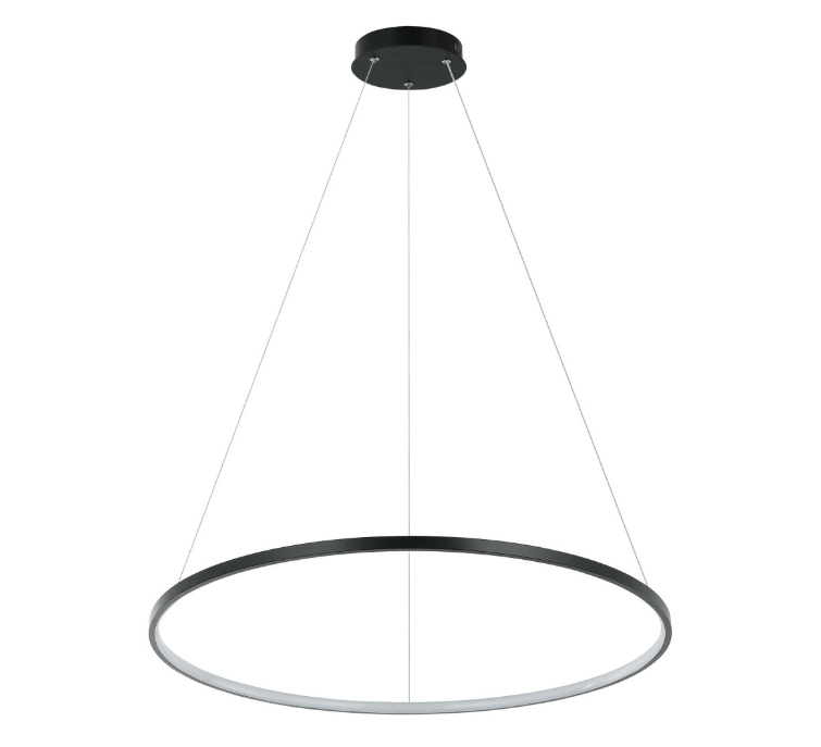 Czarna lampa wisząca Ring LED - 66cm, 3000:4000K