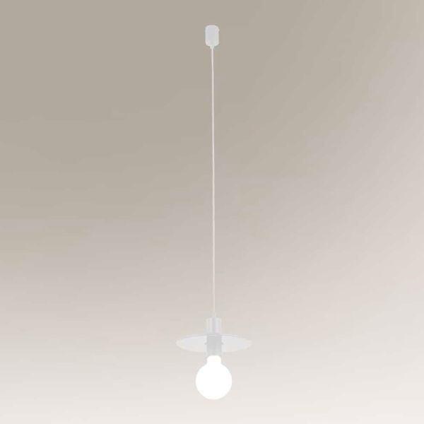 OUTLET Metalowa lampa wisząca Ikeda - biały dysk