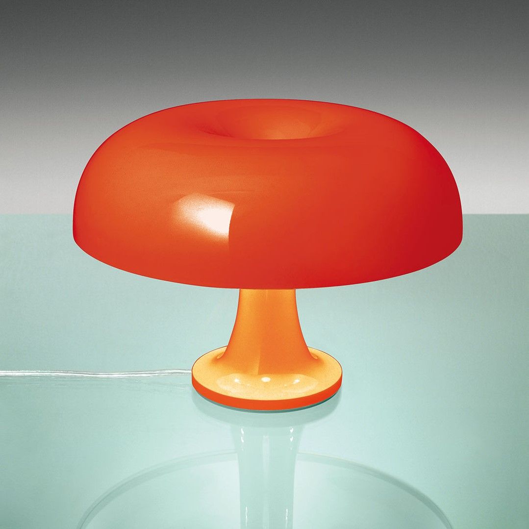 pomarańczowa lampa stołowa grzybek